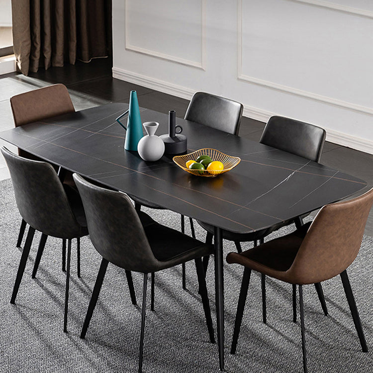 Industriële stijl rechthoek eettafel stenen eettafel met metalen 4 poten