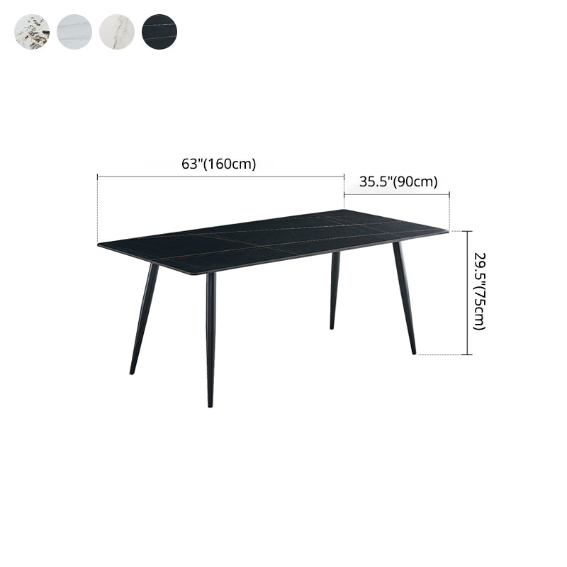 Industriële stijl rechthoek eettafel stenen eettafel met metalen 4 poten
