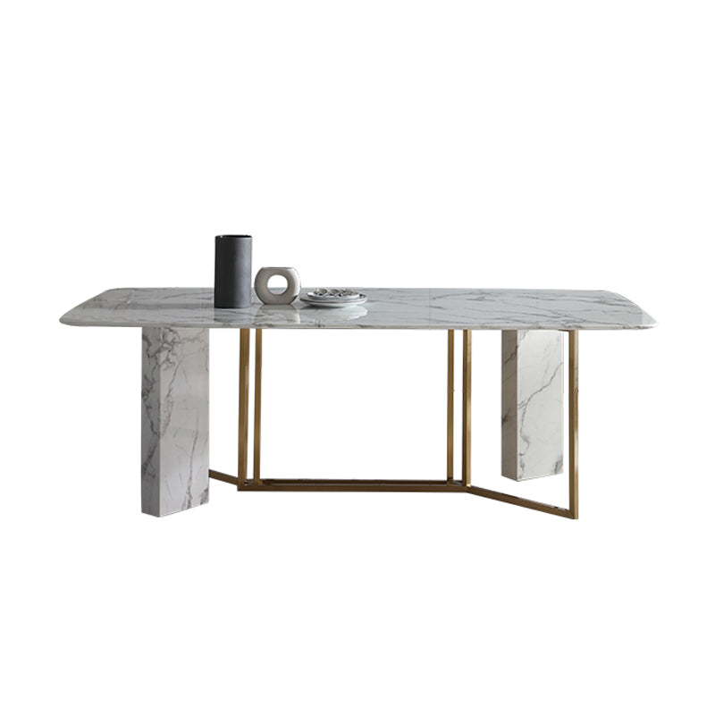 Mesa de comedor de lujo tradicional mesa de comedor de piedra con marco dorado