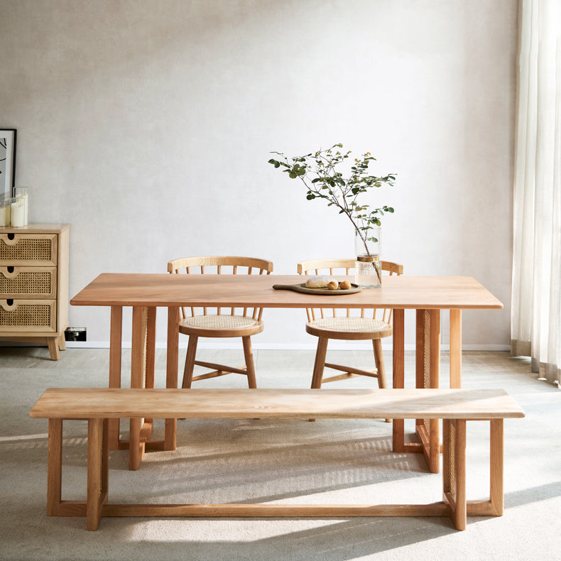 Ashwood Solid Wood Dining Table Wood Color Simplicity Fixed Table for Dining Room