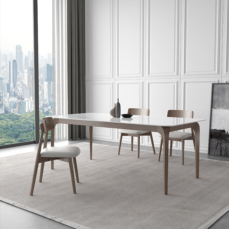 Middeleeuwse moderne gesinterde stenen tafel voor restaurant rechthoektafel met houten 4 poten