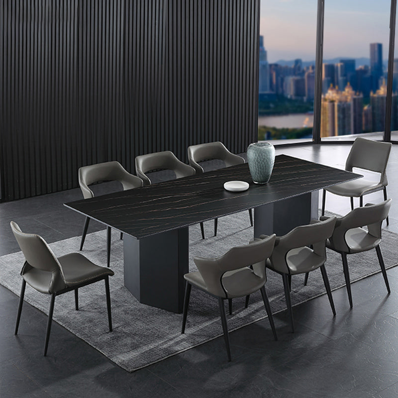 Metal Traditional Luxury Rectangle Table Black Sintered Stone Top Table for Dining Room