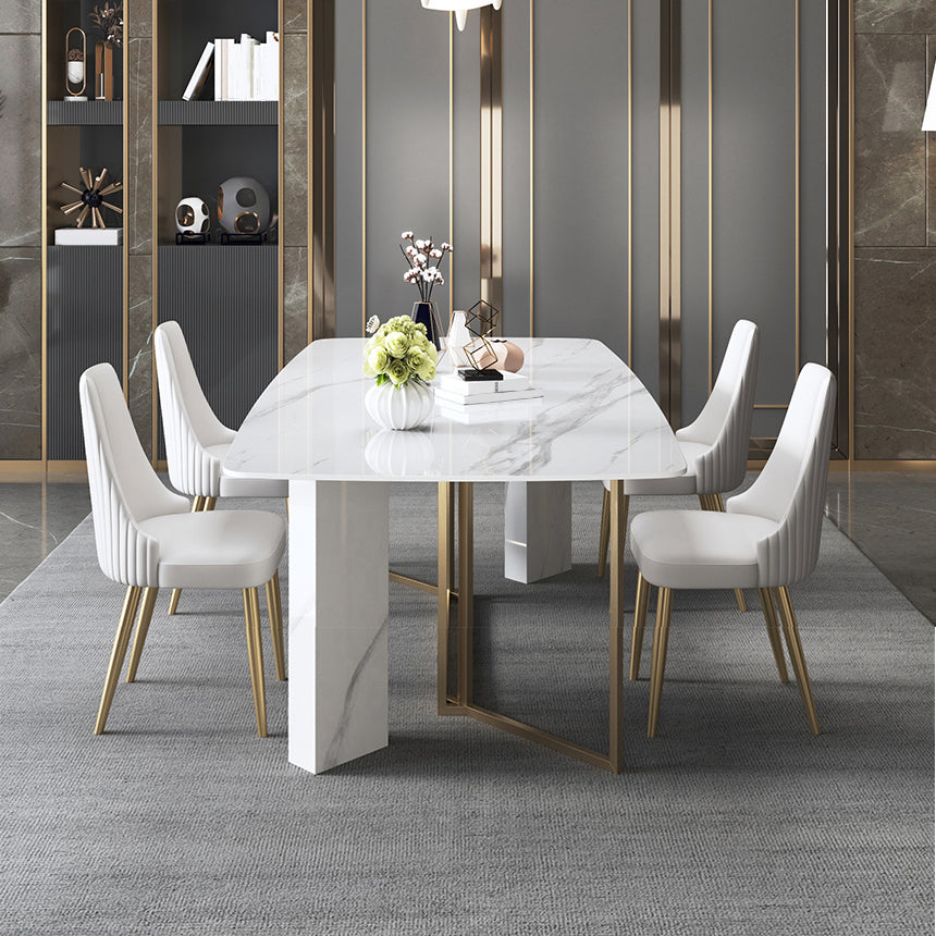 Traditioneller Luxus -Esstisch Rechteck Sintered Stein weißer Esstisch für Esszimmer