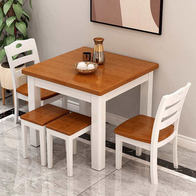 Industriestil Essstandort Tisch Quadrat Gummiholz ​​Massivholzmöbel