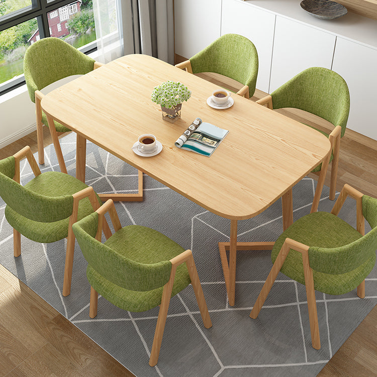 Rectangle Artificial Wood Table for Restaurant Modern Dining Table with Double Pedestal