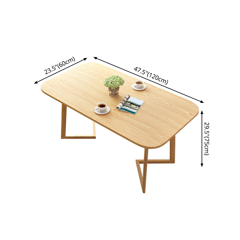 Rectangle Artificial Wood Table for Restaurant Modern Dining Table with Double Pedestal