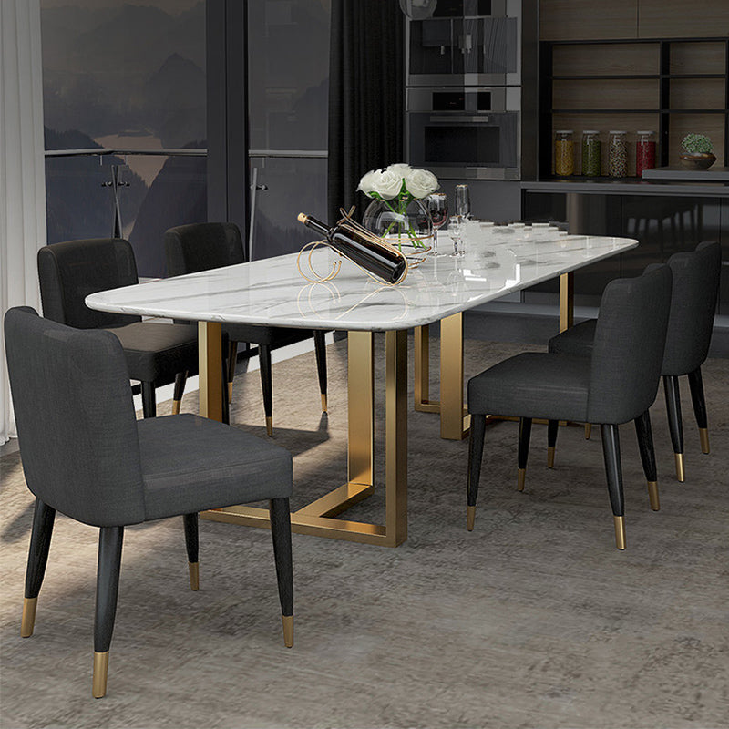 Traditional Luxury Dining Table Rectangle Sintered Stone Sled Dining Table