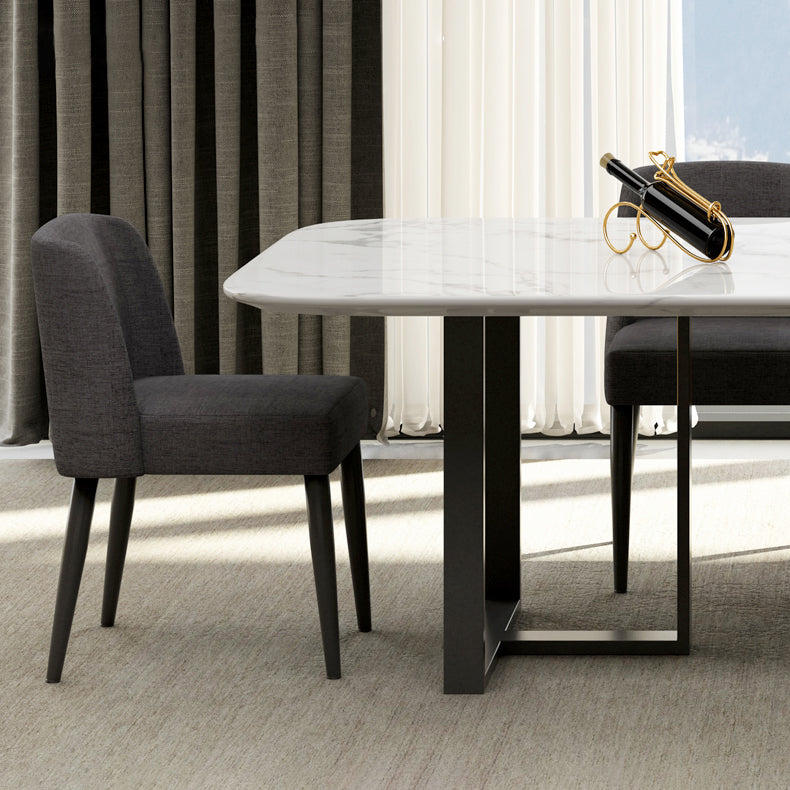Traditional Luxury Dining Table Rectangle Sintered Stone Sled Dining Table