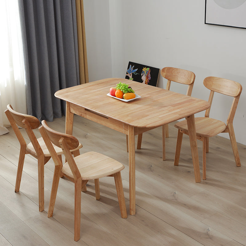 Minimalist Extendable Solid Wood Table Rectangle Shape Standard Dining Table for Kitchen