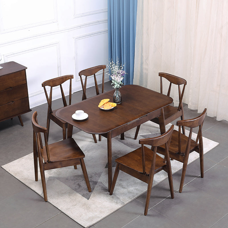 Minimalist Extendable Solid Wood Table Rectangle Shape Standard Dining Table for Kitchen