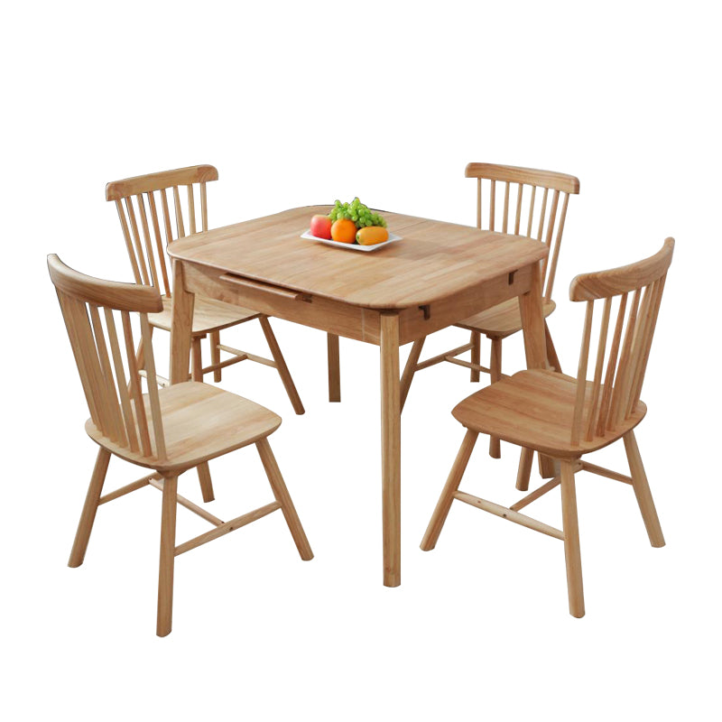 Minimalist Extendable Solid Wood Table Rectangle Shape Standard Dining Table for Kitchen
