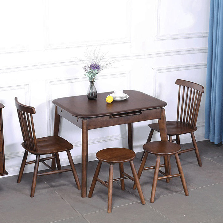 Minimalist Extendable Solid Wood Table Rectangle Shape Standard Dining Table for Kitchen