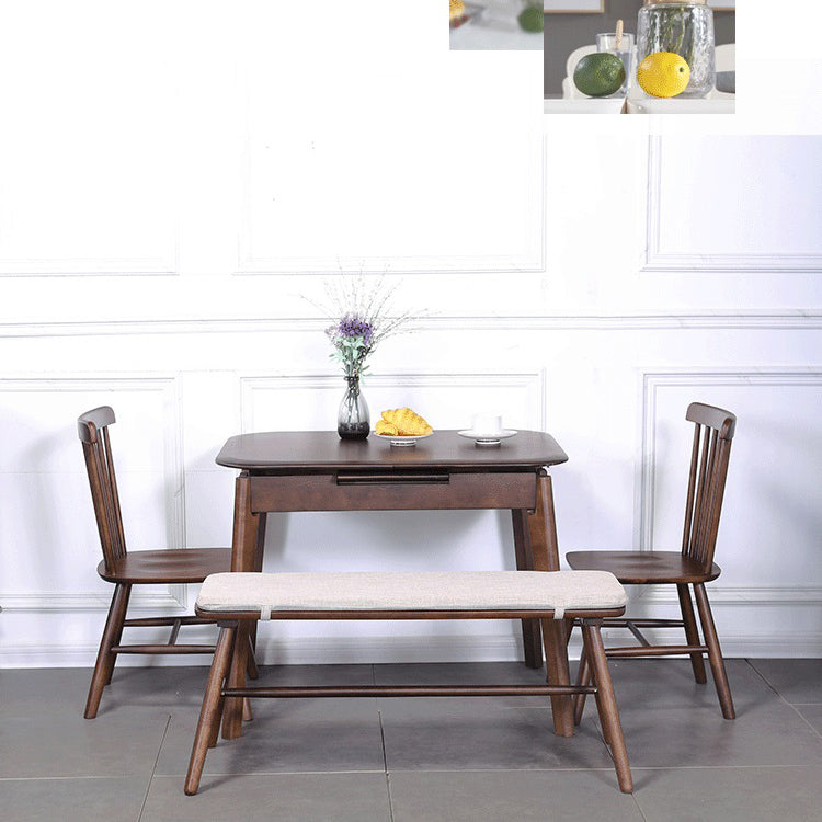 Minimalist Extendable Solid Wood Table Rectangle Shape Standard Dining Table for Kitchen