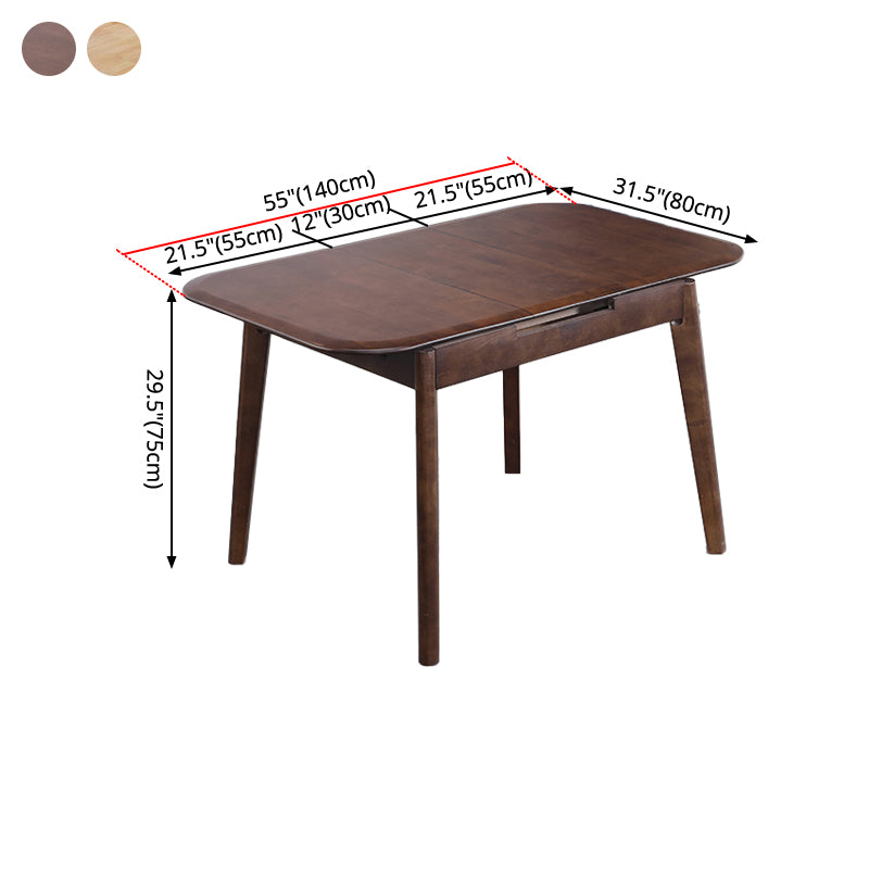Minimalist Extendable Solid Wood Table Rectangle Shape Standard Dining Table for Kitchen
