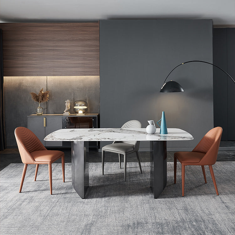 Metal Traditional Luxury Rectangle Table Sintered Stone Top Indoor Table for Home