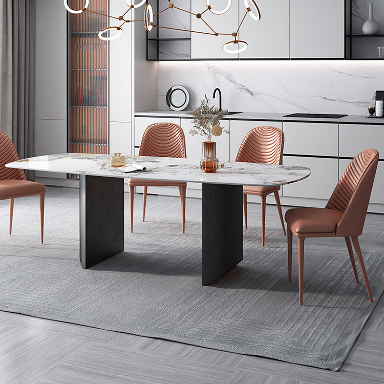 Metal Traditional Luxury Rectangle Table Sintered Stone Top Indoor Table for Home