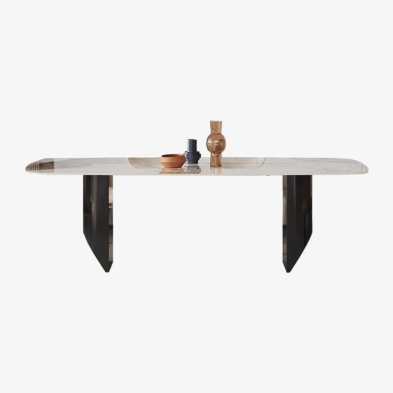 Metal Traditional Luxury Rectangle Table Sintered Stone Top Indoor Table for Home