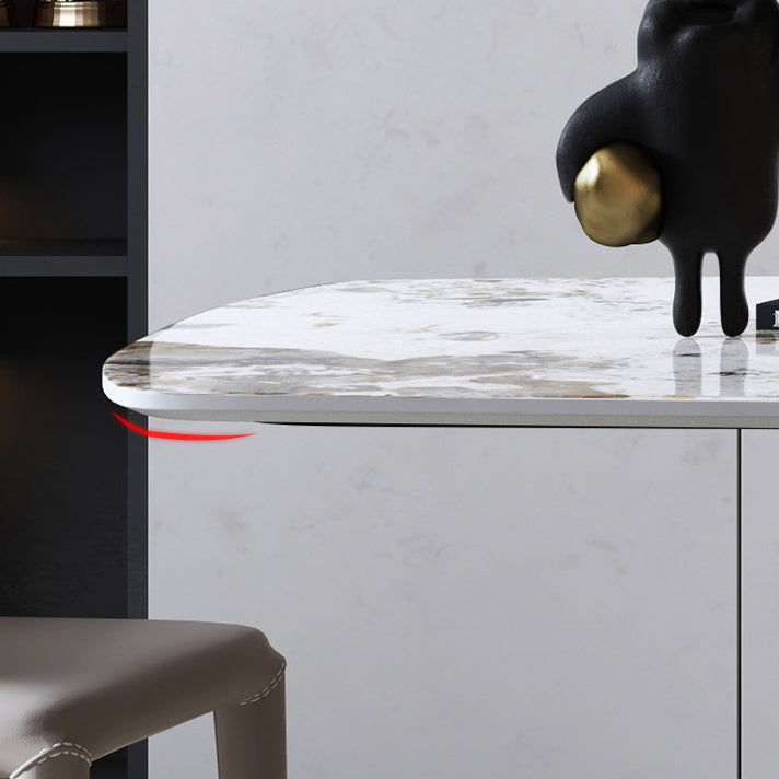Metal Traditional Luxury Rectangle Table Sintered Stone Top Indoor Table for Home