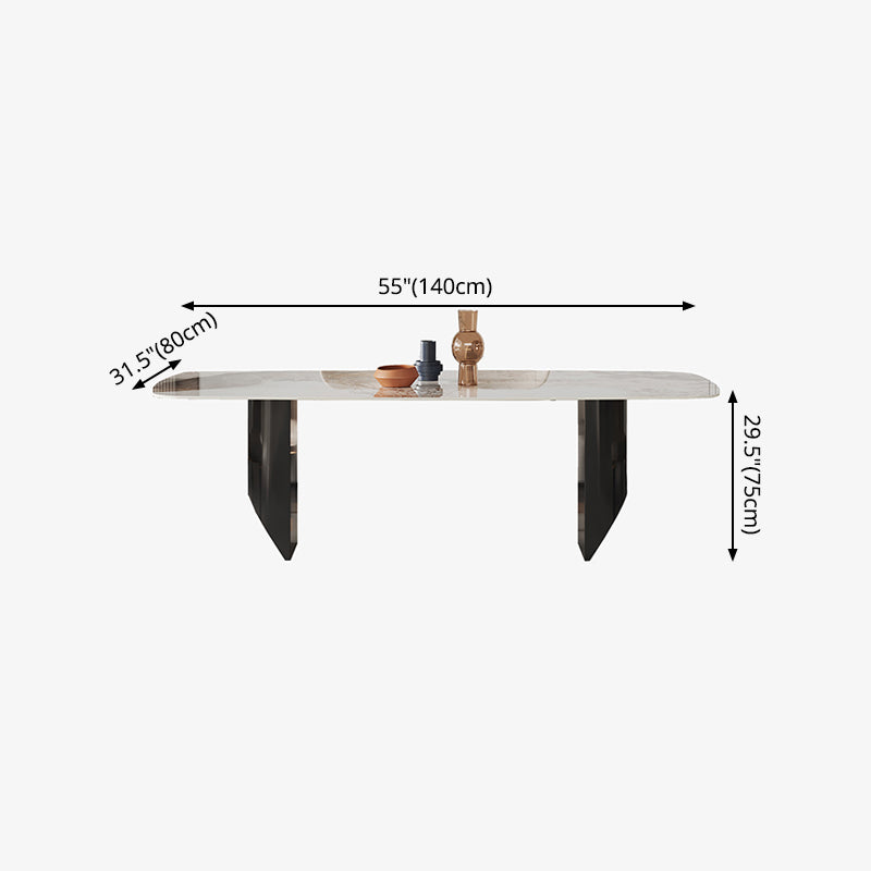 Metal Traditional Luxury Rectangle Table Sintered Stone Top Indoor Table for Home
