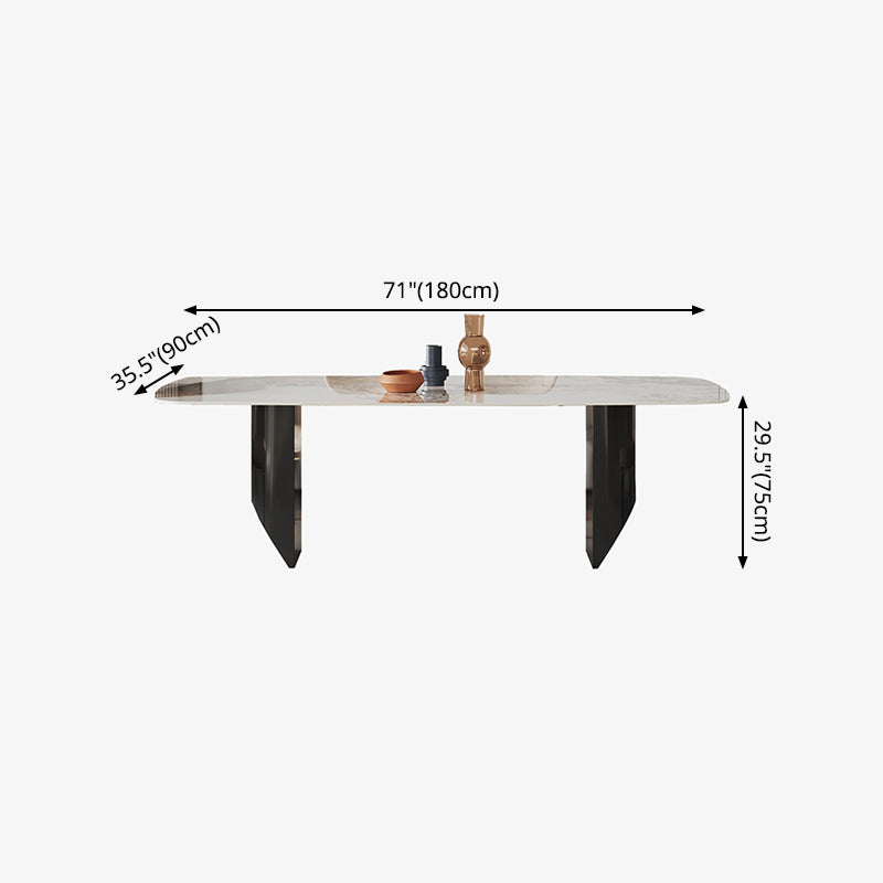 Metal Traditional Luxury Rectangle Table Sintered Stone Top Indoor Table for Home