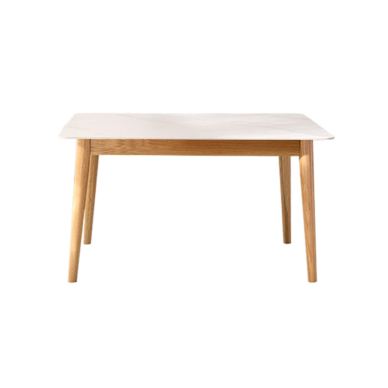 Mesa rectangular blanca contemporánea, mesa de comedor estándar de piedra sinterizada para cocina