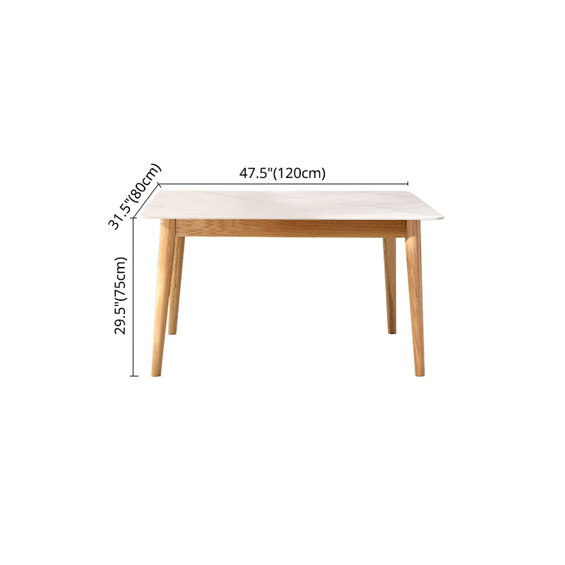 Mesa rectangular blanca contemporánea, mesa de comedor estándar de piedra sinterizada para cocina