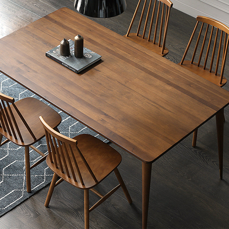 Rectangle Shape Luxury Dining Table Wood Color Fixed Table with Pinewood Solid Wood