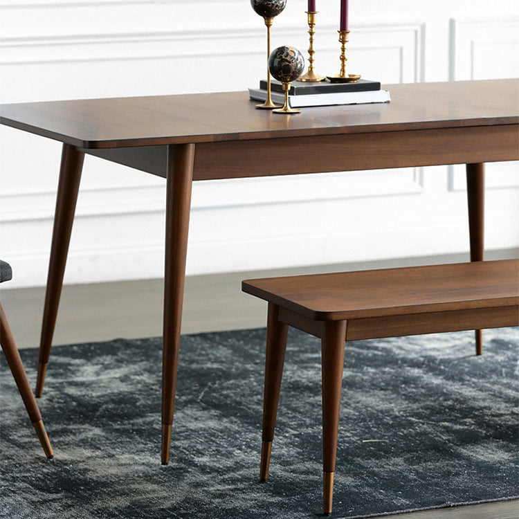 Rectangle Shape Luxury Dining Table Wood Color Fixed Table with Pinewood Solid Wood