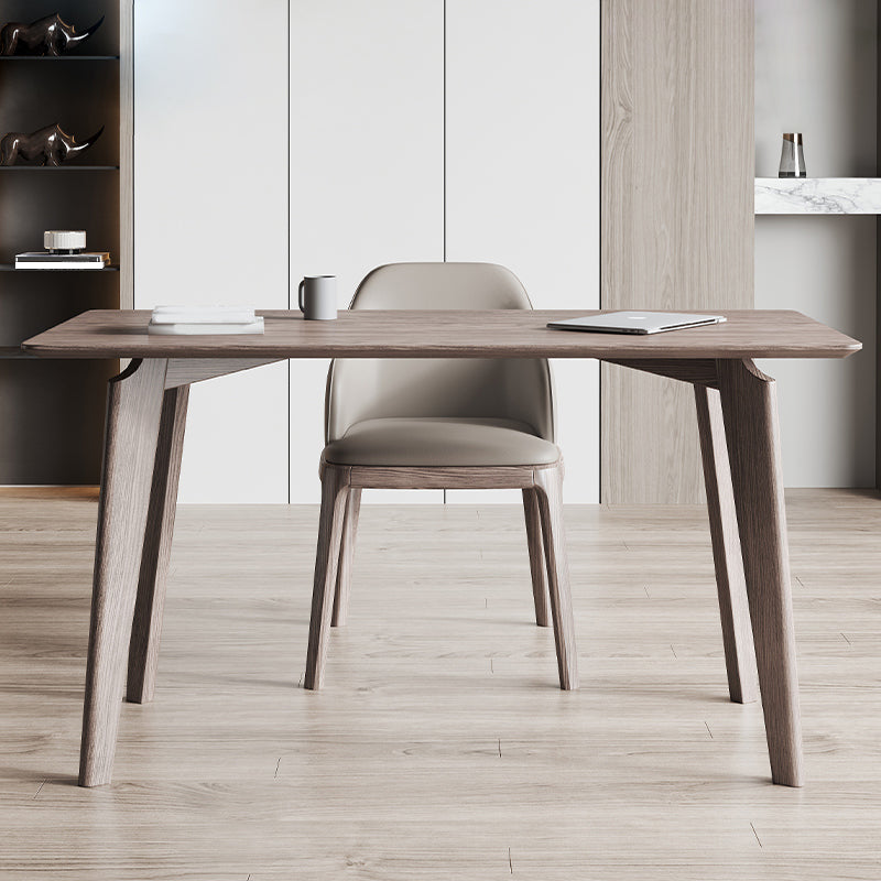 Rechthoek Casual eettafel Bruine toon vaste tafel met Ashwood massief hout