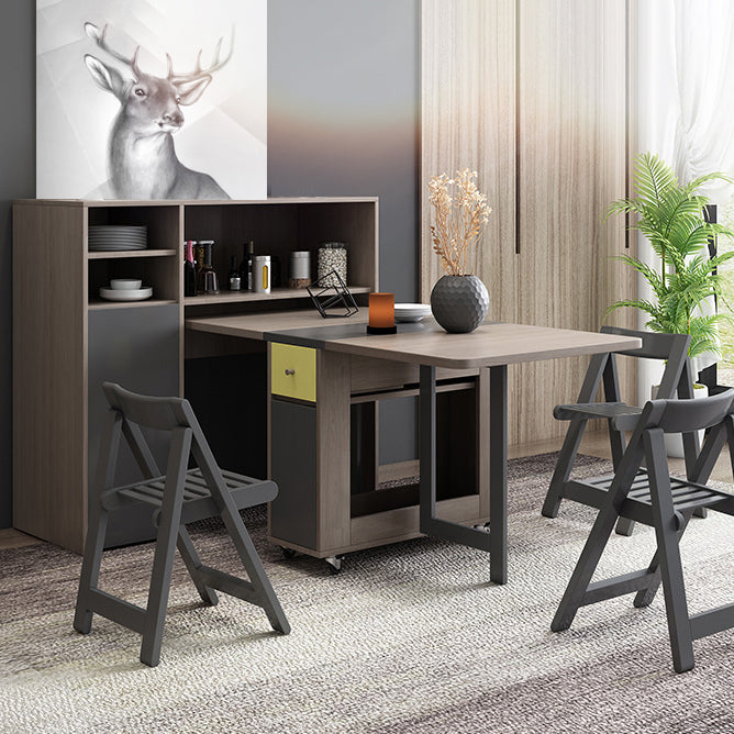 Mid-Century Dining Table Rectangle Drop-Leaf Sintered Stone Table for Home (only Table)