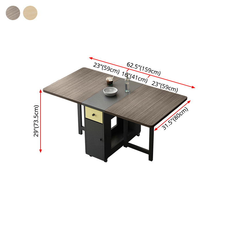 Mid-Century Dining Table Rectangle Drop-Leaf Sintered Stone Table for Home (only Table)