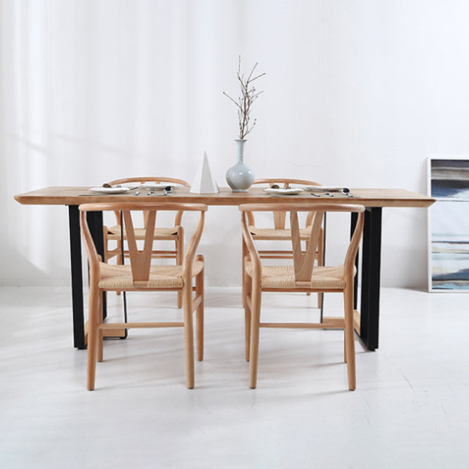 Mesa de comedor de estilo industrial Muebles de doble pedestal de madera maciza