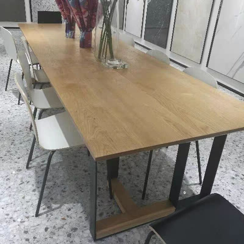 Mesa de comedor de estilo industrial Muebles de doble pedestal de madera maciza