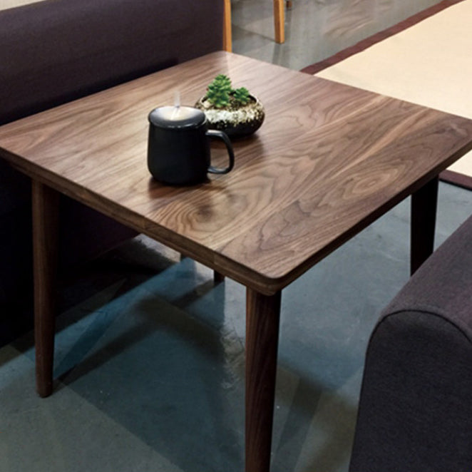 Square 4 Legs Industrial Table Wood Color Fixed Table of Solid Wood
