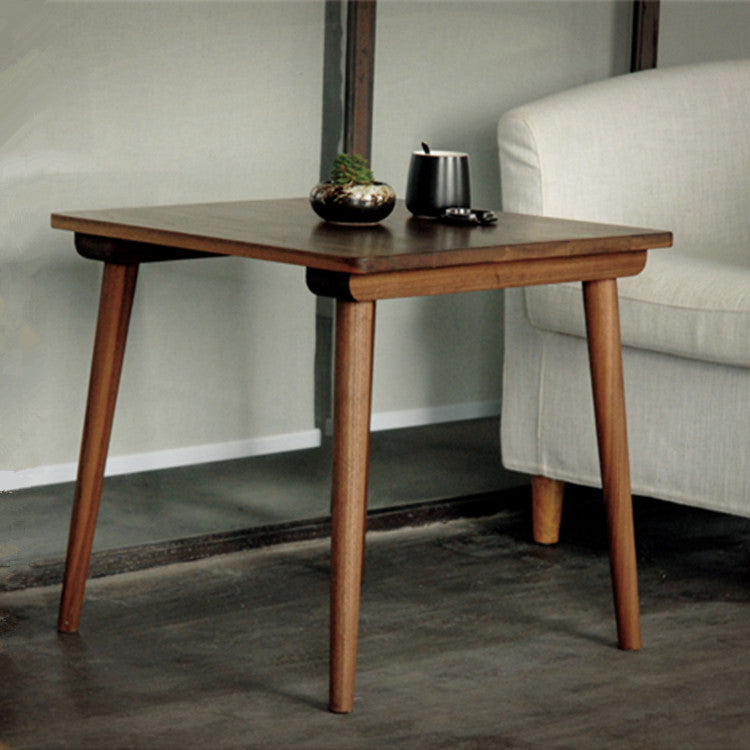 Square 4 Legs Industrial Table Wood Color Fixed Table of Solid Wood