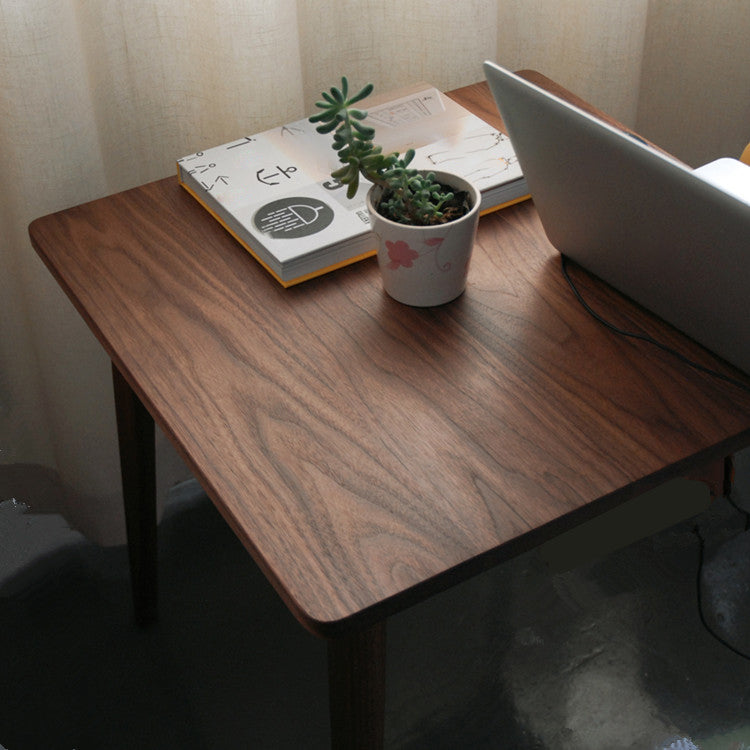Square 4 Legs Industrial Table Wood Color Fixed Table of Solid Wood