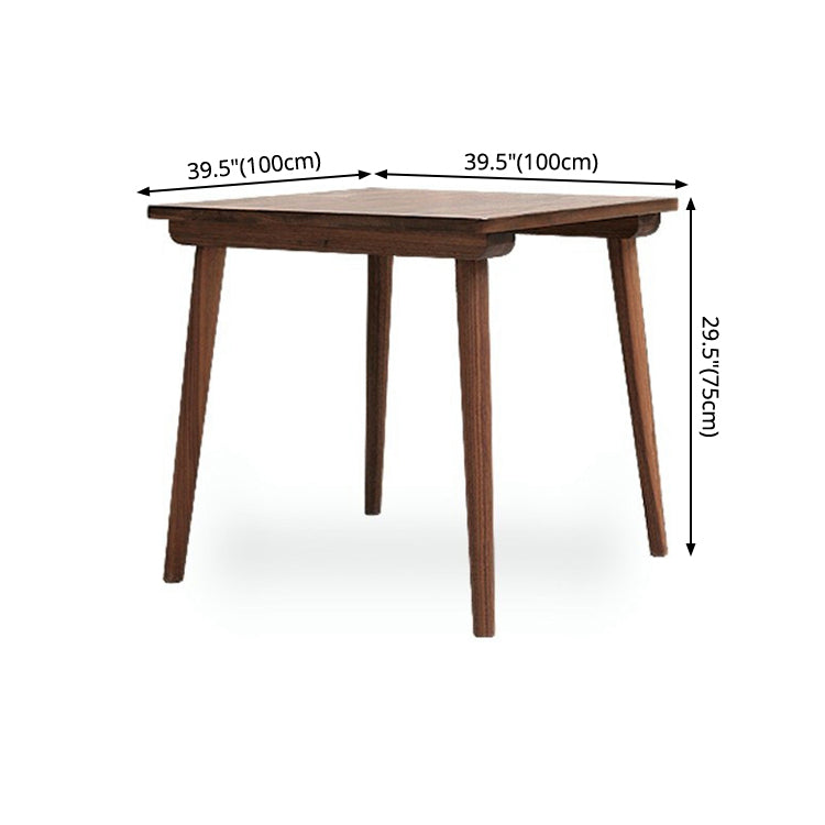 Square 4 Legs Industrial Table Wood Color Fixed Table of Solid Wood