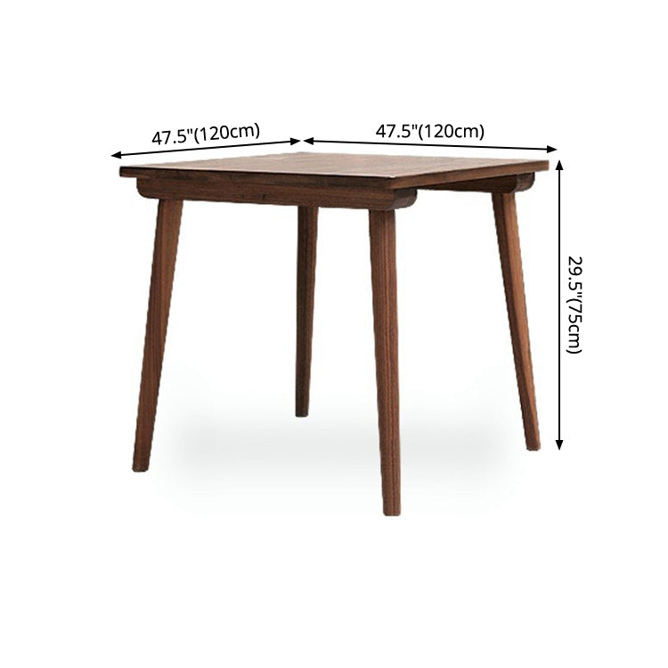Square 4 Legs Industrial Table Wood Color Fixed Table of Solid Wood