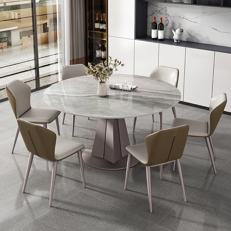 Traditional Luxury Dining Table Round Sintered Stone Pedestal Dining Table for Home