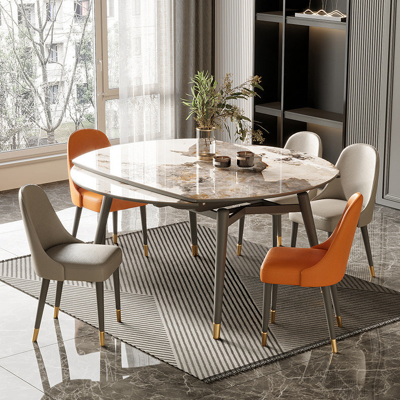 Mesa de comedor de lujo tradicional piedra sinterizada 4 patas mesa de comedor con base de madera