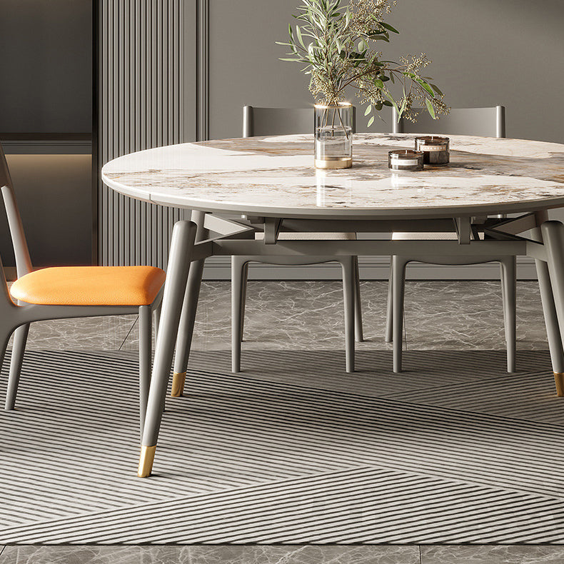 Mesa de comedor de lujo tradicional piedra sinterizada 4 patas mesa de comedor con base de madera