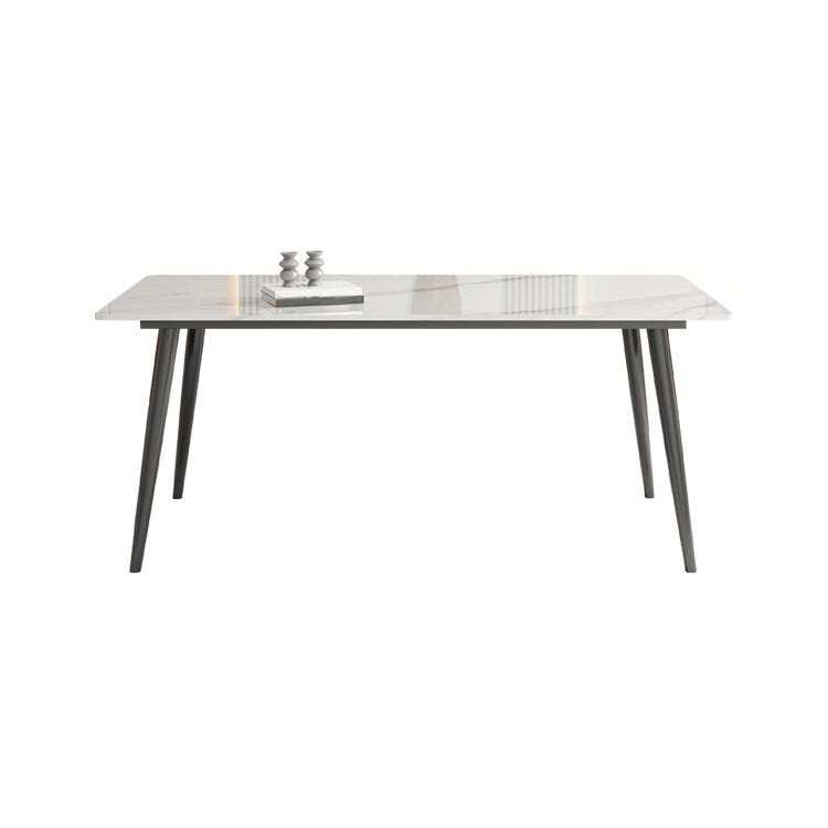 Mesa de comedor rectangular industrial de metal Mesa de piedra sinterizada blanca para cocina y comedor