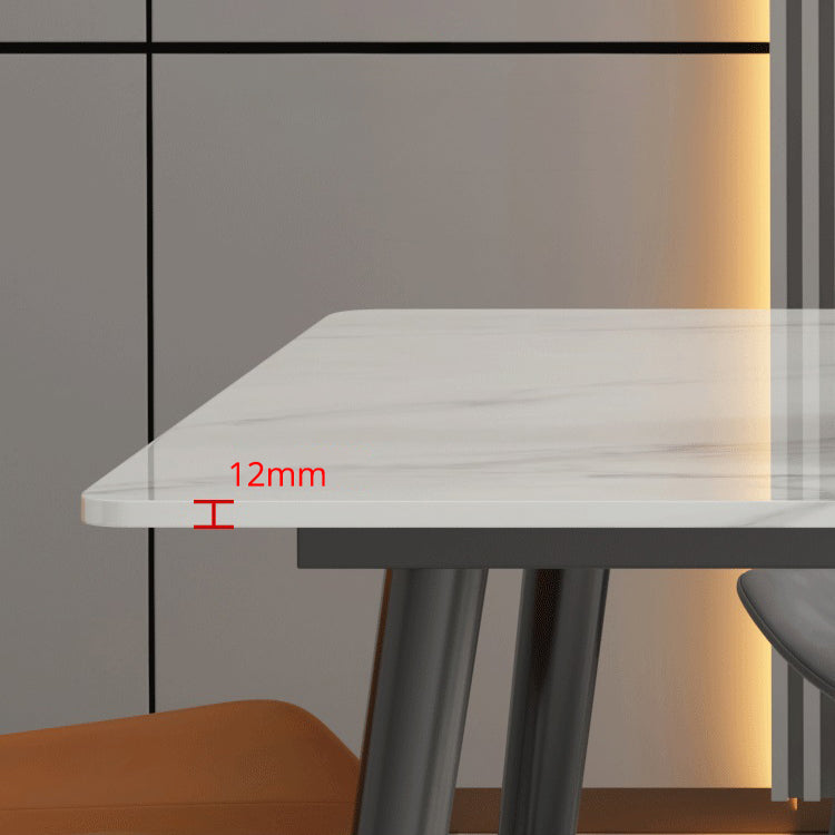Mesa de comedor rectangular industrial de metal Mesa de piedra sinterizada blanca para cocina y comedor