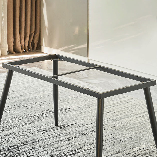 Mesa de comedor rectangular industrial de metal Mesa de piedra sinterizada blanca para cocina y comedor