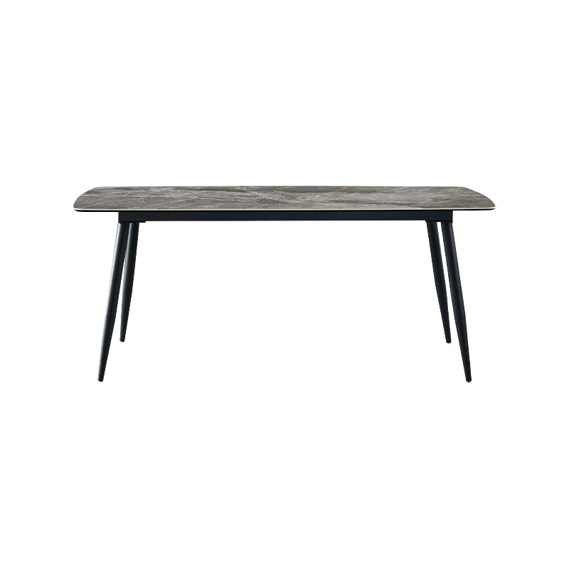 Metal Industrial Rectangle Dining Table Grey Sintered Stone Table with 4 Legs