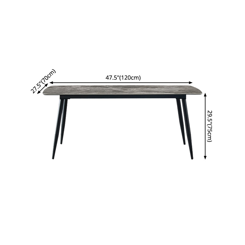 Metal Industrial Rectangle Dining Table Grey Sintered Stone Table with 4 Legs