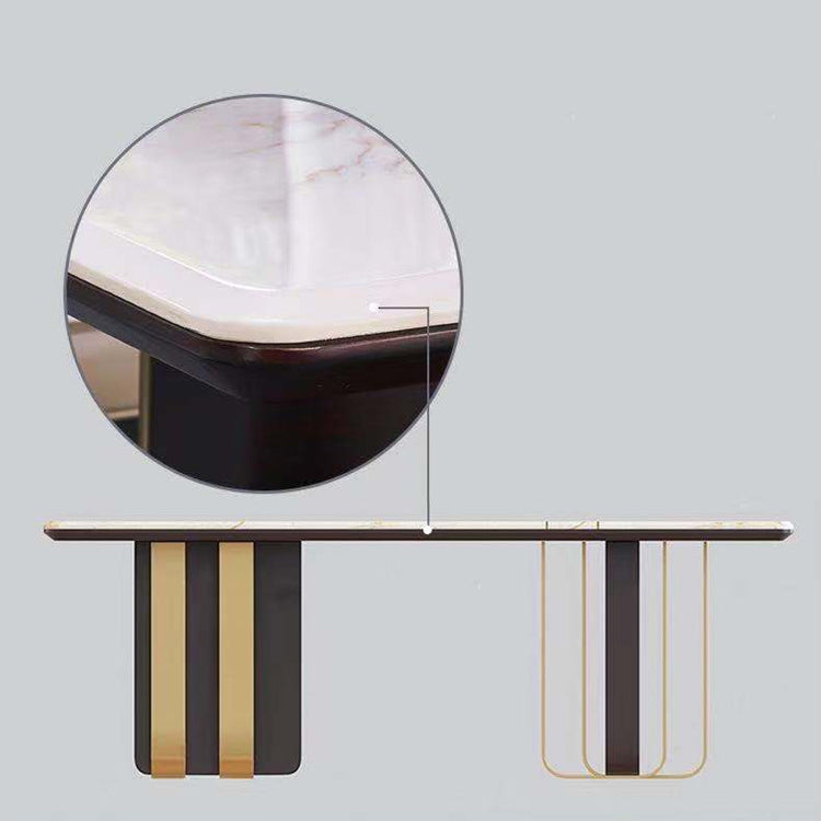 Marble Dining Table for Restaurant Luxury Rectangle Table with Gold Metal Pedestal