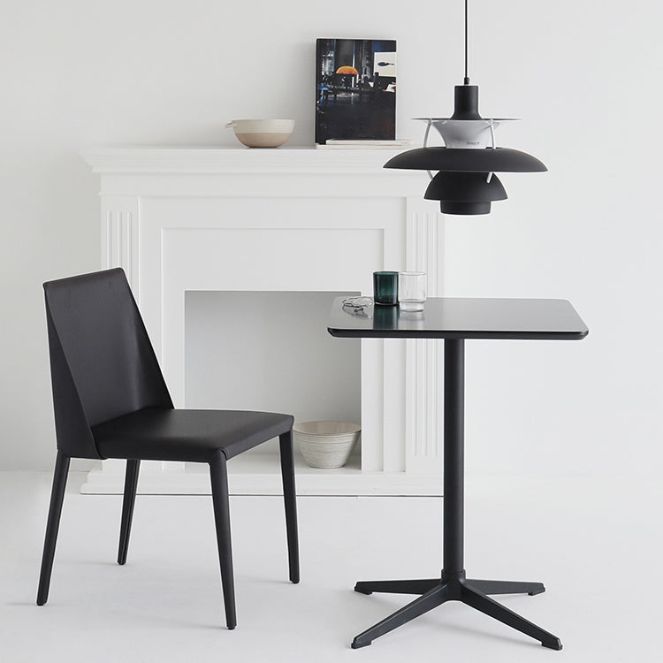 Metal Industrial Square Dining Table Solid Wood Top Table with Pedestal