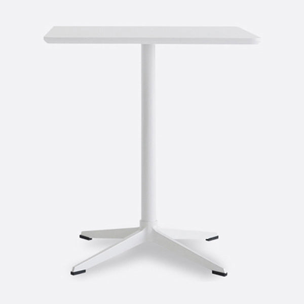 Metal Industrial Square Dining Table Solid Wood Top Table with Pedestal