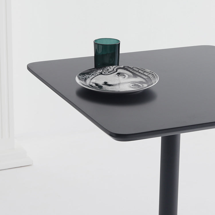 Metal Industrial Square Dining Table Solid Wood Top Table with Pedestal